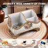 Vintage Floral Resin Tray European Style Storage Box Ornament Desk Organizer Three Compartment Storage Box Table Home Decor