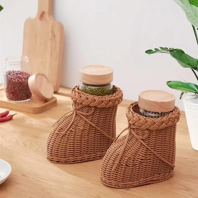 Creative Flower Basket Imitation Rattan Woven Plastic Shoe Shaped Storage Basket Home Store Desktop Decoration Storage Basket