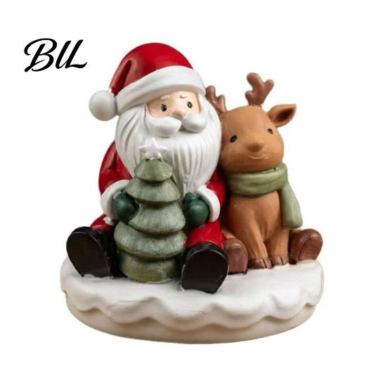 Exquisite Holiday Party Favors Santa And Deer Figurine, Christmas Gnome Resin Statue, Decorative Figures for Table Centerpiece Home Living Room