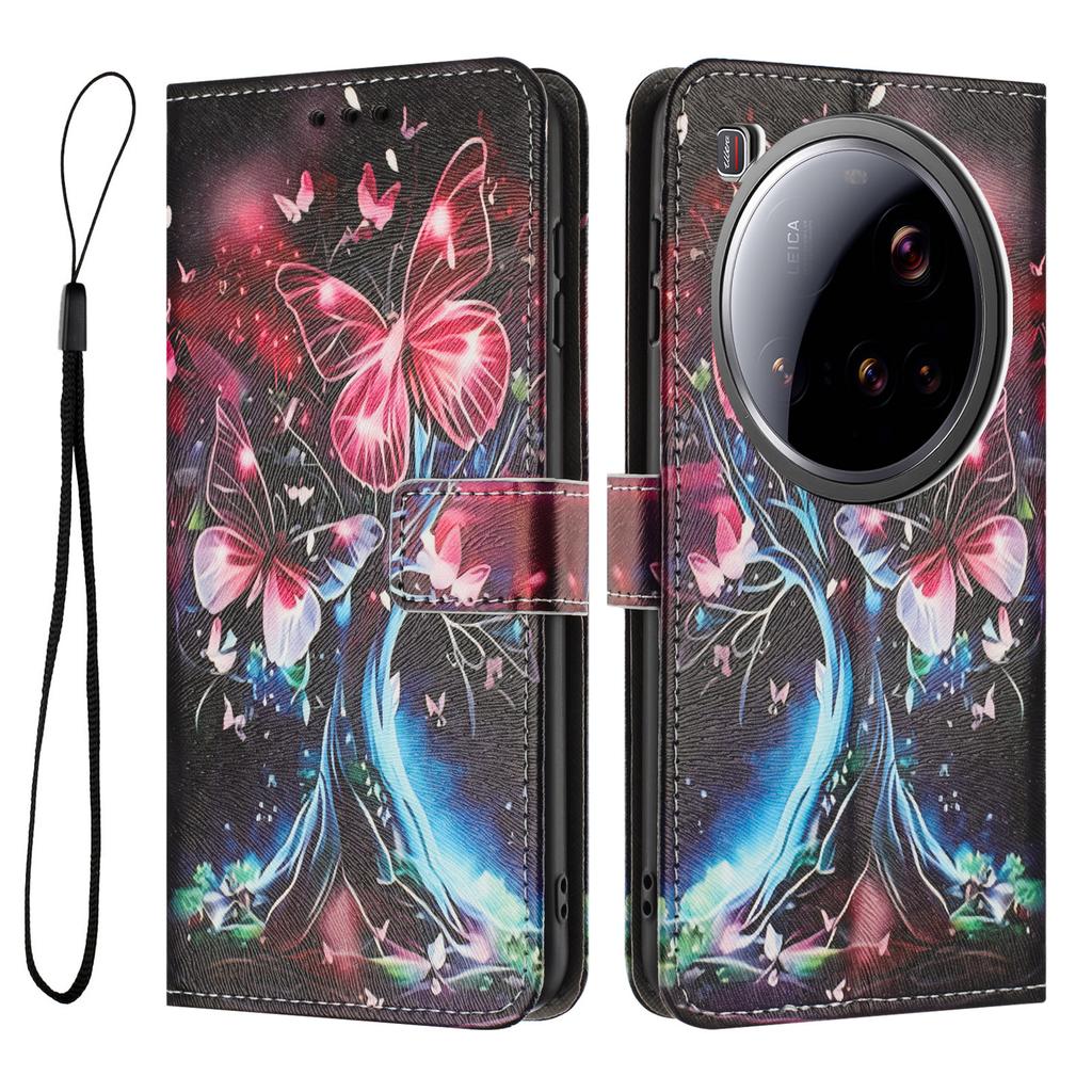YX-2501 For Xiaomi 15 Ultra Case Pattern Printing PU Leather Wallet Phone Cover with Lanyard