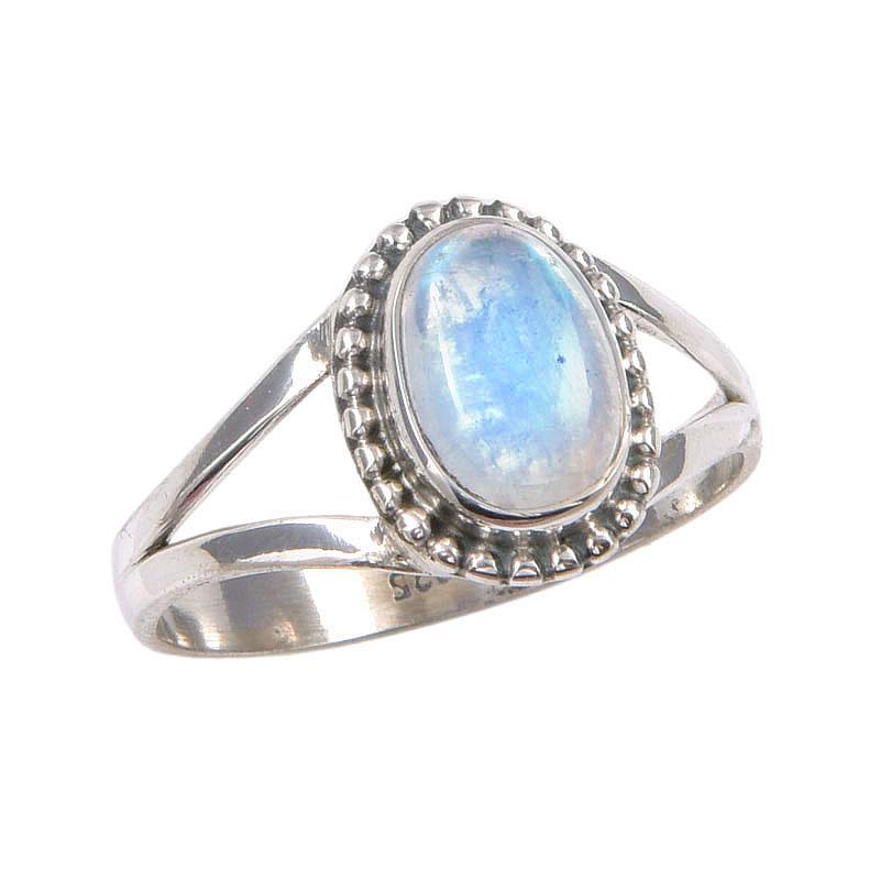 Natural Rainbow Moonstone Gemstone Handmade 925 Sterling Silver Ring S.7.5 O0c08