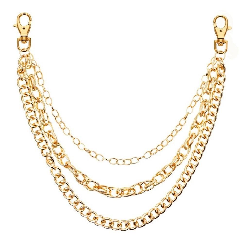 Silver/Gold Rock Belt Chains 3 Layered Design Punk Waist Chain  Hip-hop Clothes Accessories золотой
