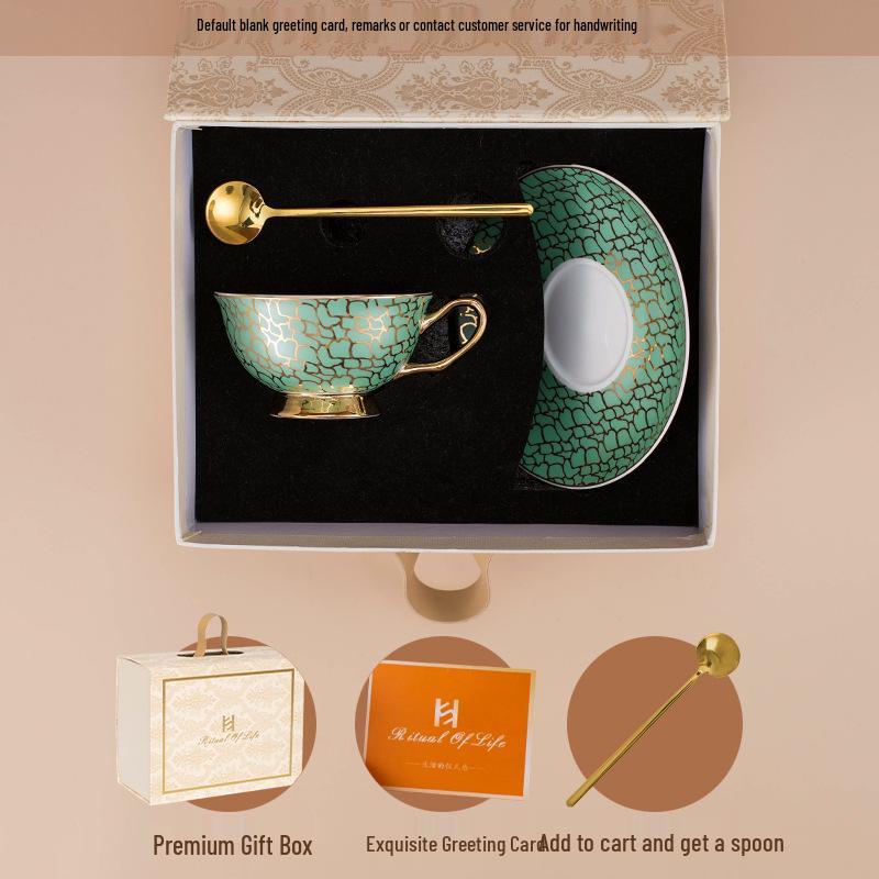 Vergoldetes Premium Knochenporzellan Kaffeetasse & Untertasse - Retro, Exquisit, Hochwertiges Geschenkset für den Hausgebrauch