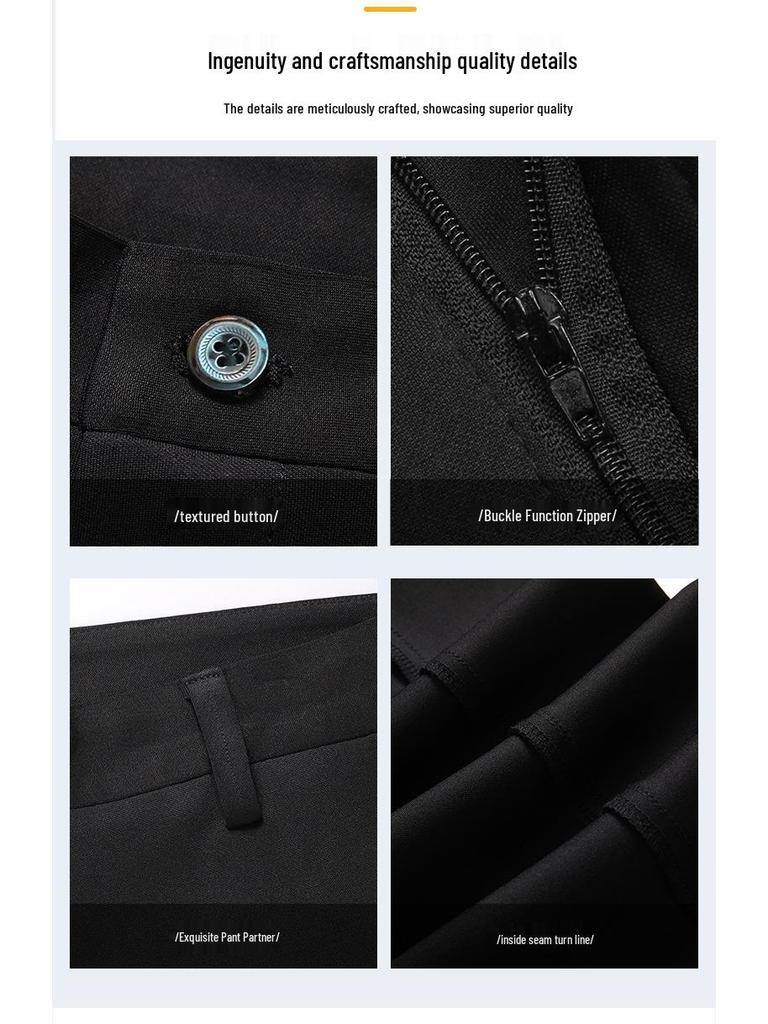 Herren Herbst/Winter High Waist Elastische Gerade Bein Weite Lässige Hose - Bügelfrei, Mittelalterlicher Papa-Stil