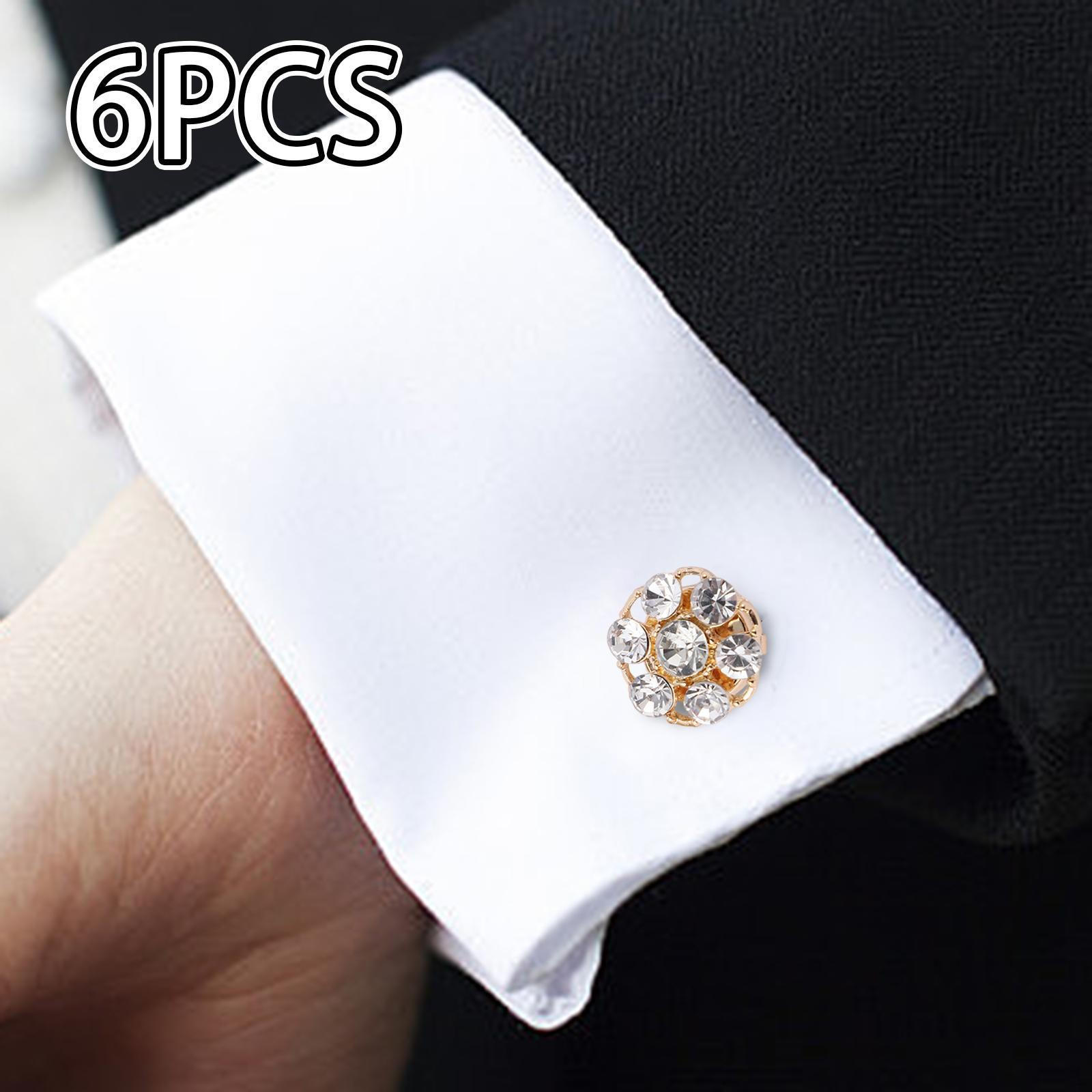 

6 шт. Декоративные накладки на кнопки для запонок со стразами для деловых мероприятий Style C