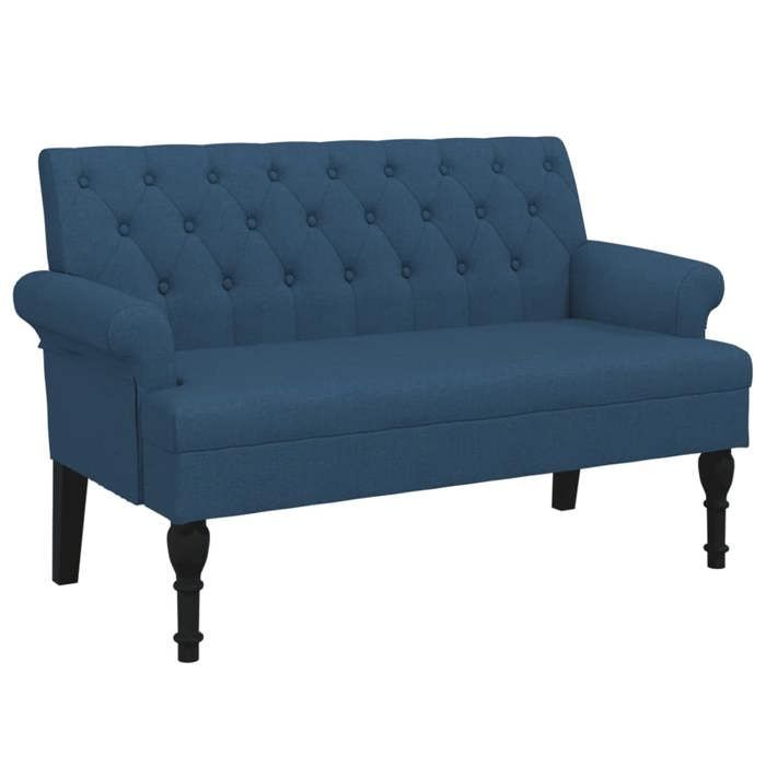 VidaXL Banc avec Dossier, Canapé avec Accoudoir, Banquette avec Pieds en Bois, Siège de Salon Salle de Séjour, Moderne, Bleu 372126
