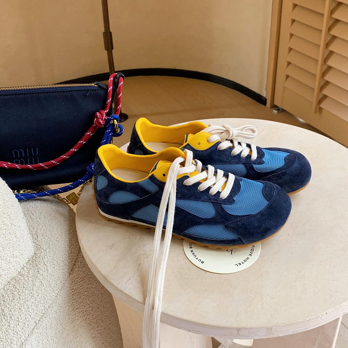 

Grape mother has the same cute mango head fashionable lace-up casual style heightening German training shoes round head versatile sports board shoes 40 синий