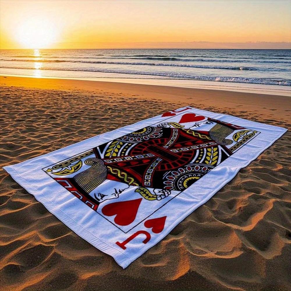 Jack of Hearts Beach Towel Patterned Sunscreen And Windproof Suitable For Swimming Pool Camping Travel Blanket
