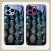 Blue Gradient Grid For IPhone 16 Plus 15 14 13 12 Mini 11 Pro Max X XS XR 7 8 Plus 2022 Tempered Glass Phone Case