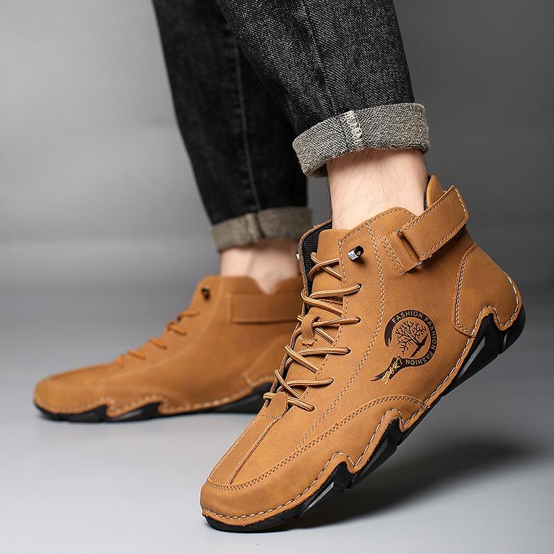 Autumn Winter Handmade Split Leather Boots Men Shoes Comfortable Ankle Boots For Men Casual Shoes Moccasins Men Boots