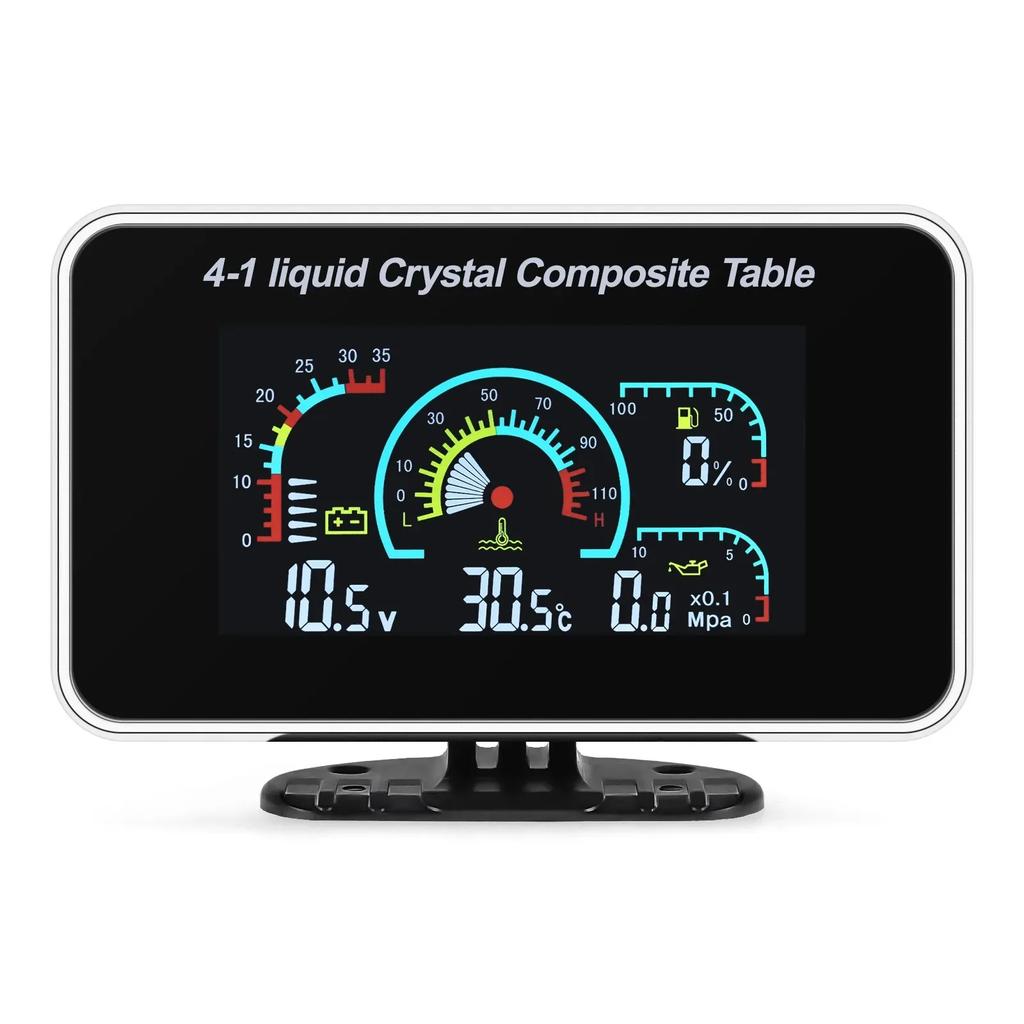 Universal Car 12V/24V LCD Digital Truck Car Oil Pressure Gauge Voltmeter Water Temp Meter Combination Table with 1/8 NPT Sensors