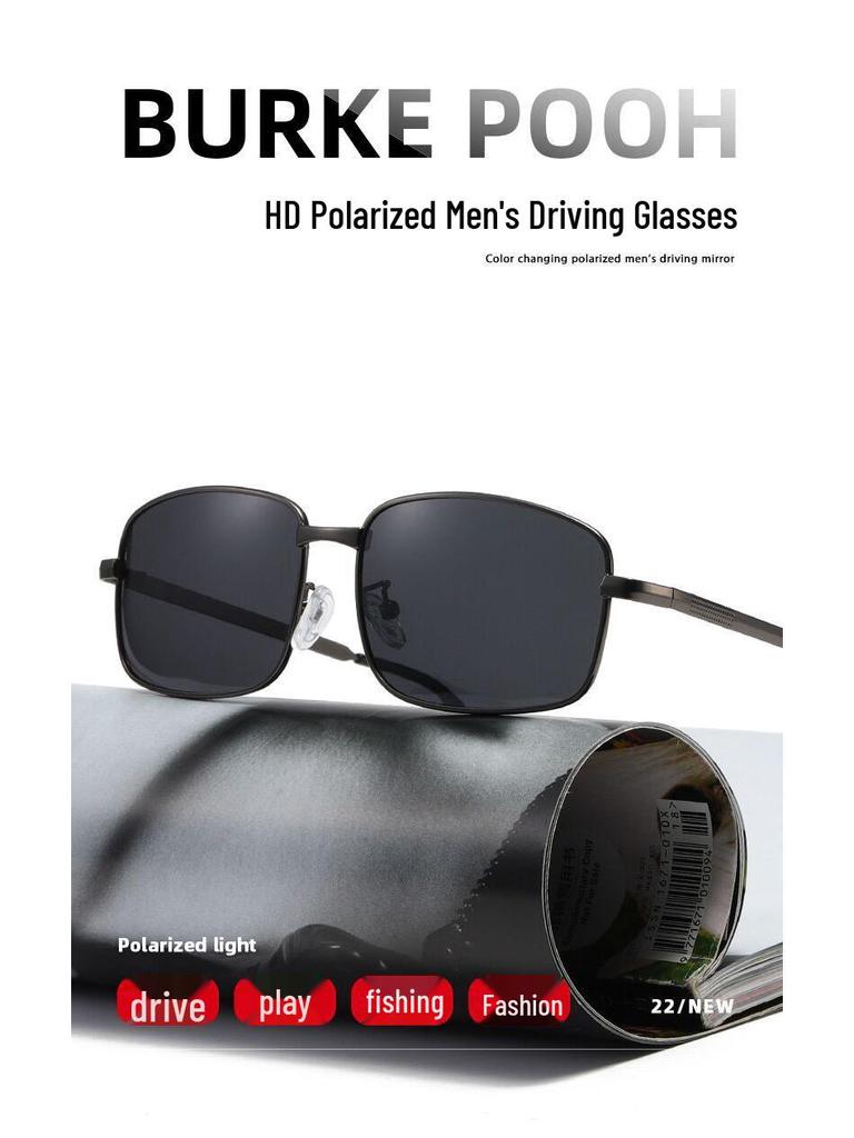 2023 Men's Polarized Metal Sunglasses with Color-Changing Lenses - Fashionable Small Frame & Night Vision Driving Glasses