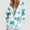 Women Zipper Hoodie Autumn Butterfly Print