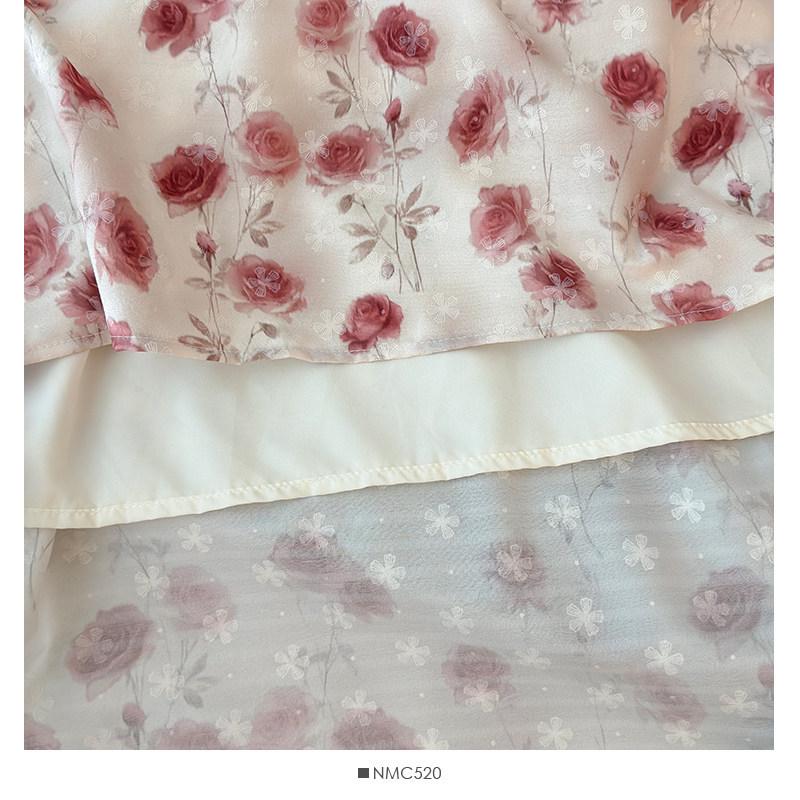 Romantic French Embroidered Floral Pleated A-line Skirt - Spring 2026