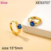 Fashionable Zirconia Earrings: Simple Luxury Style, Colored Gemstone Studs, Niche Design, High-End Titanium Steel Hoops for Women