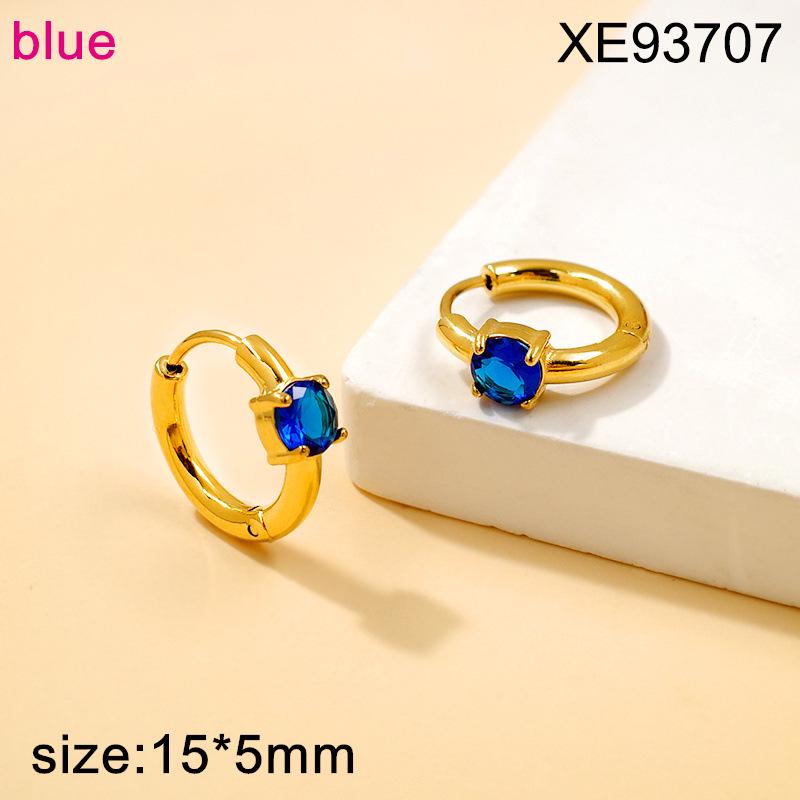 Fashionable Zirconia Earrings: Simple Luxury Style, Colored Gemstone Studs, Niche Design, High-End Titanium Steel Hoops for Women
