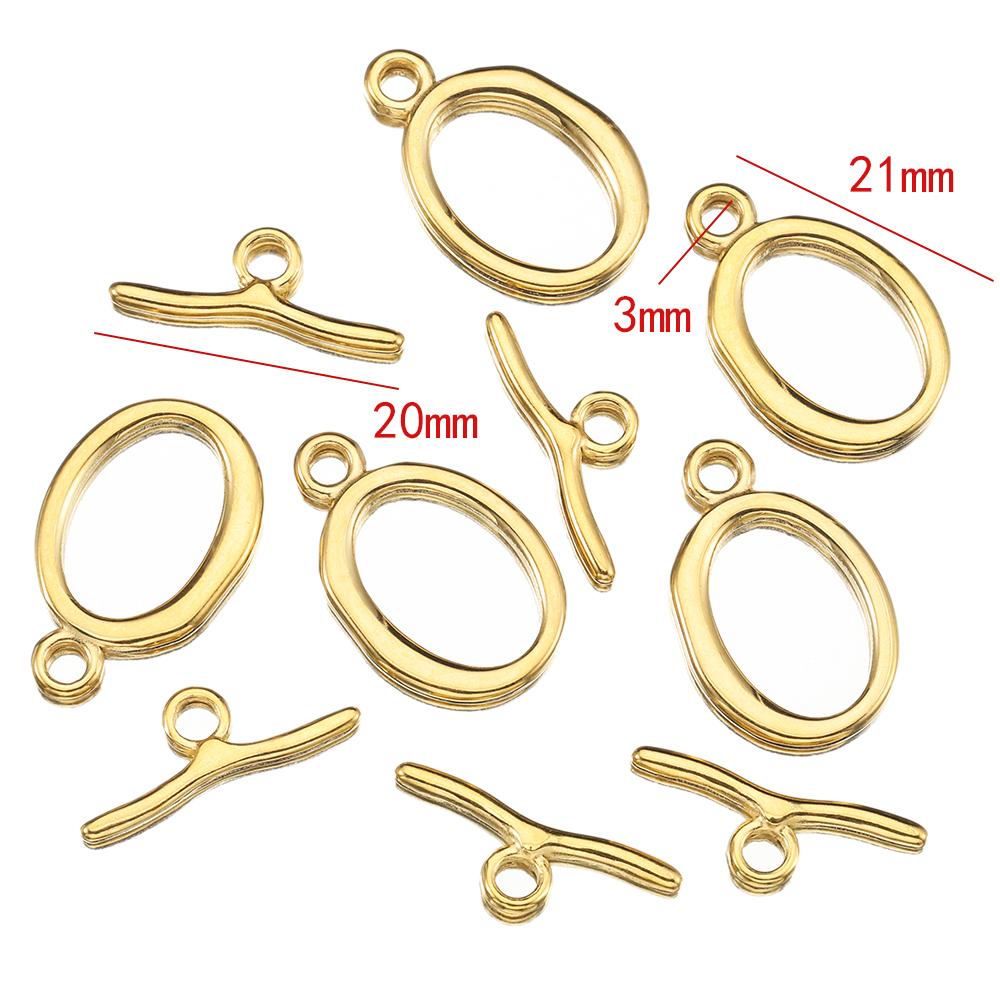 4sets Gold color Stainless Steel OT Toggle Clasps Clasps Love Heart Necklace Bracelet Buckle Connectors for Jewelry Making DIY