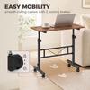 Overbed Table Adjustable Height Sofa Side Table with Wheels 80 x 40 cm Rustic Brown Black