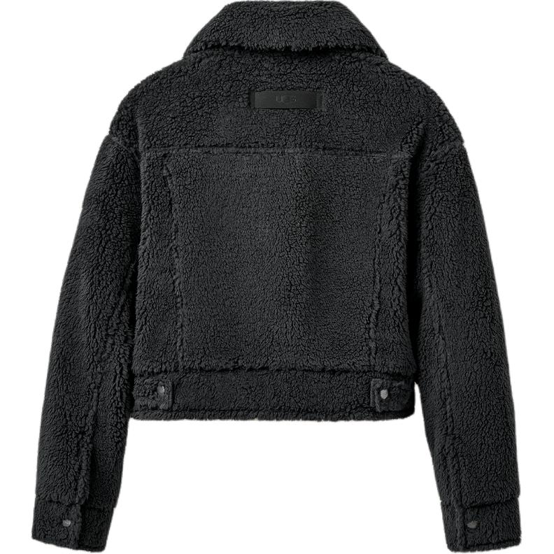 UGG Collar Button Chest Pocket Long Sleeve Fleece Coat Women Outerwear 1171459-INK