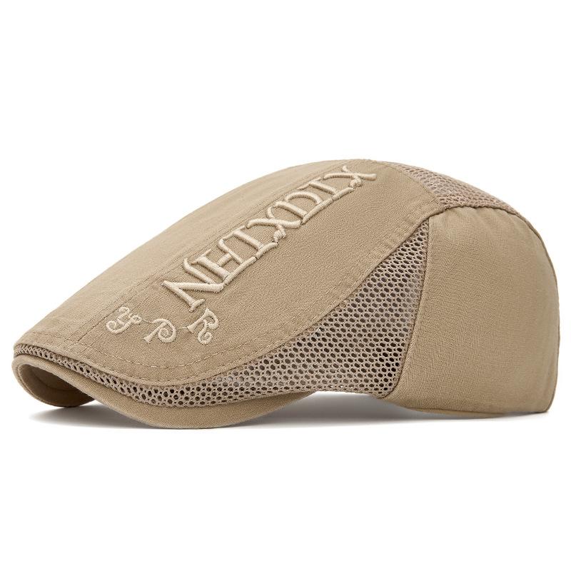 Men s Summer Beret Mesh Breathable Sunshade Cap Retro Forward Cap Newsboy Cap хаки