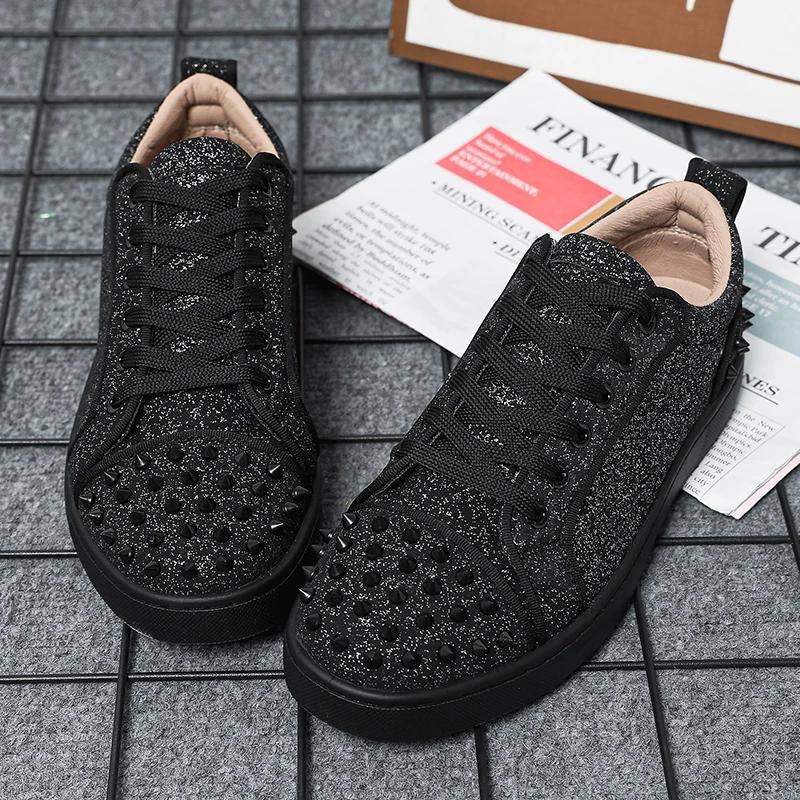 New Men's Casual Shoes Comfortable Soft Punk Style Board Shoes Fashion Nail Anti Slip Wear Resistant Personalized Sneakers