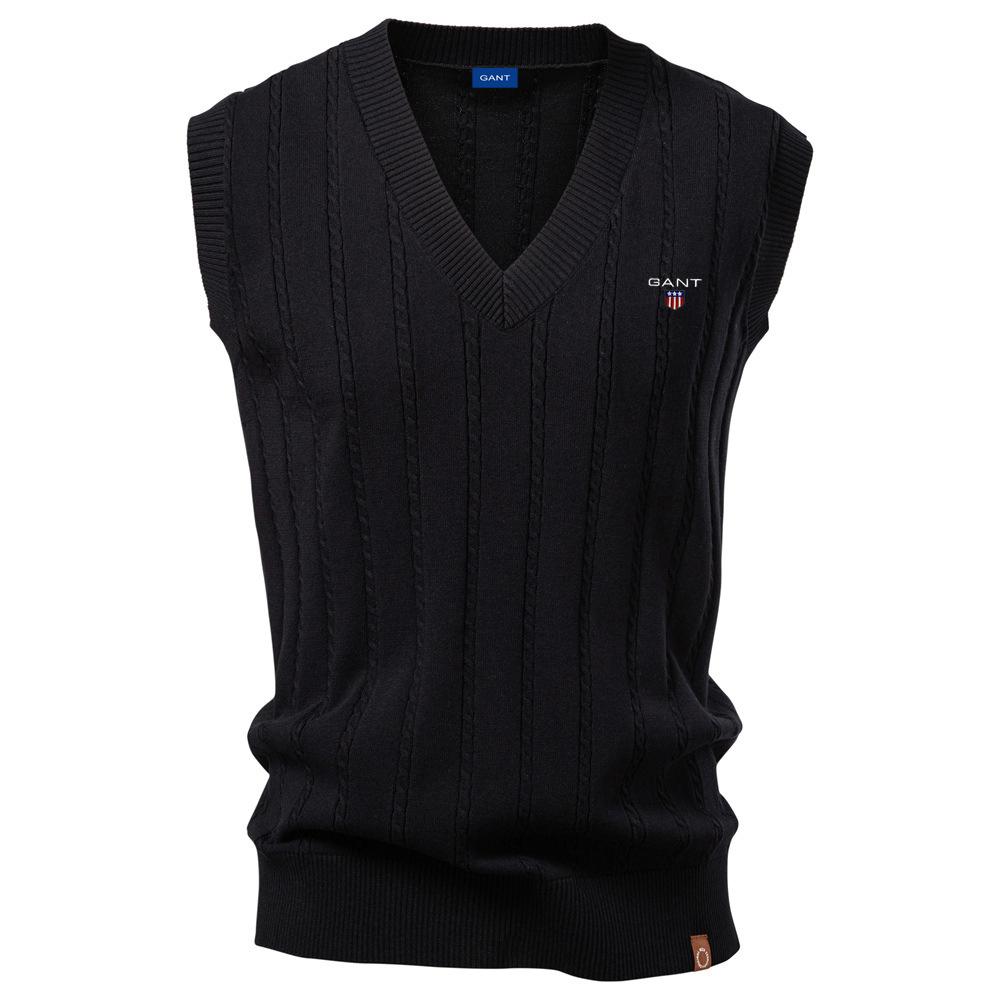 

Gant Embroidery Autumn/Winter 2025 European Size V-neck Fried Dough Twists Sweater Vest for Men s Business Sweater Waistcoat L