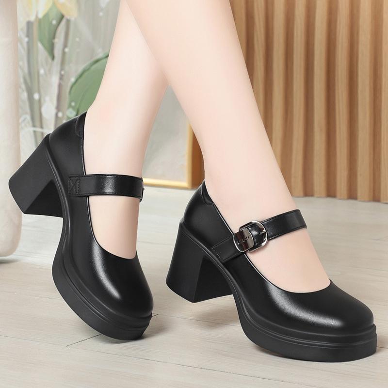 

Versatile Round-toe Mary Jane Fashion Women s Shoes, New Autumn Style, Shallow Mouth Single Shoes, Soft Sole, Chunky Heel, Retro Commuting Shoes 34