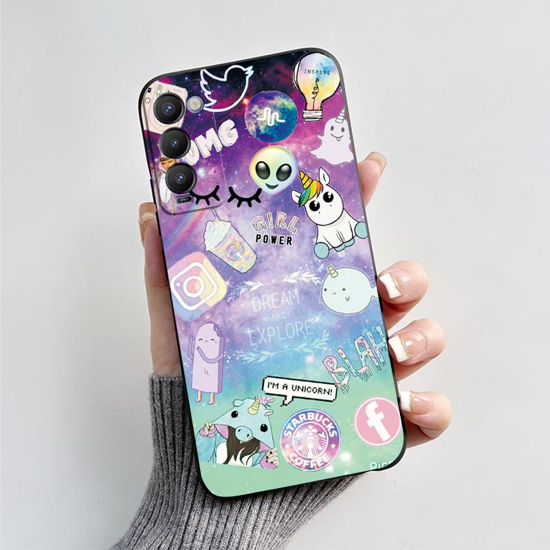 For Tecno Camon 18P Phone Case Shockproof Cover Cute Cartoon Love Heart Soft Funda For Tecno Camon 18 Premier Camon18 18i Bumper