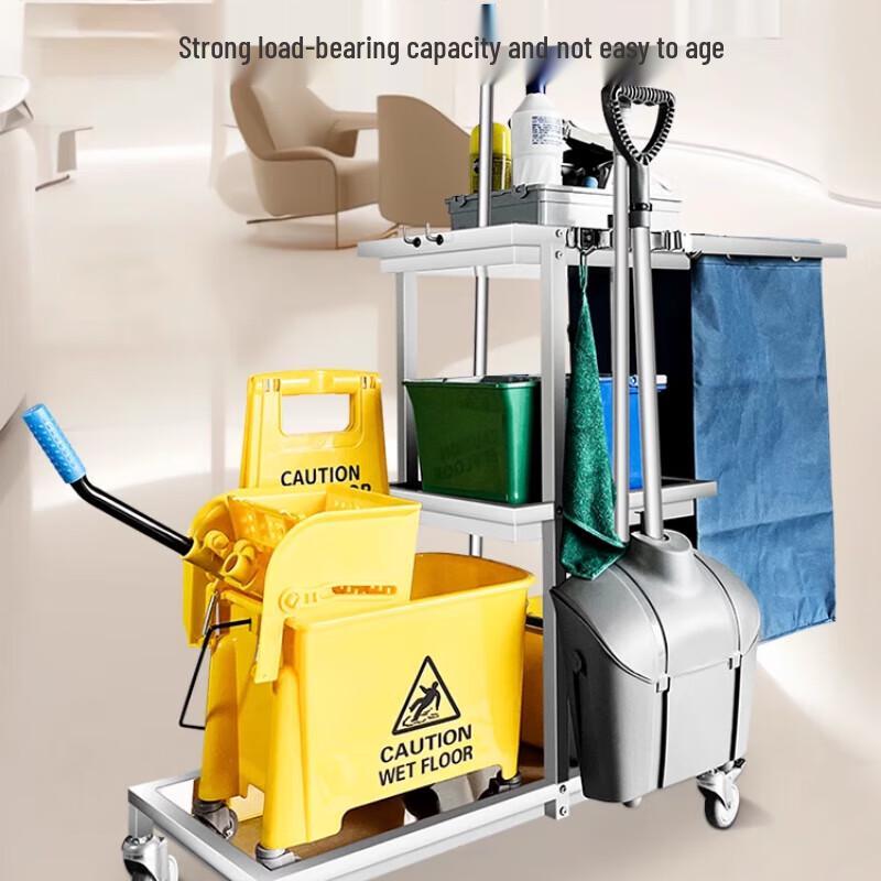 North Mansion Push-Type Stainless Steel Cleaning Cart