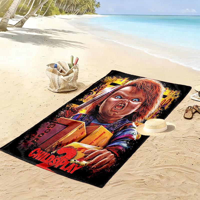 Chucky Print Strandtuch, Großes Weiches Schnelltrocknendes Handtuch für Strand Camping Schwimmen