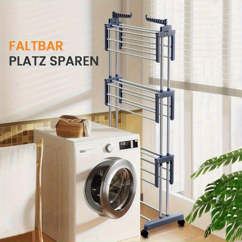 Movable 4-Layer Floor-Standing Folding Drying Rack with Wheels for Indoor and Balcony Use