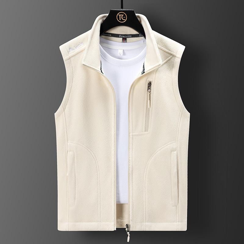 Spring and Autumn Plus Size Men's Fleece Vest Casual Fleece Thermal Vest Outdoor Casual Vest Jacket