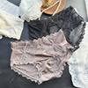 Ladies Summer Light Luxury Satin Ice Screen Sexy Mid Waist Triangle Briefs