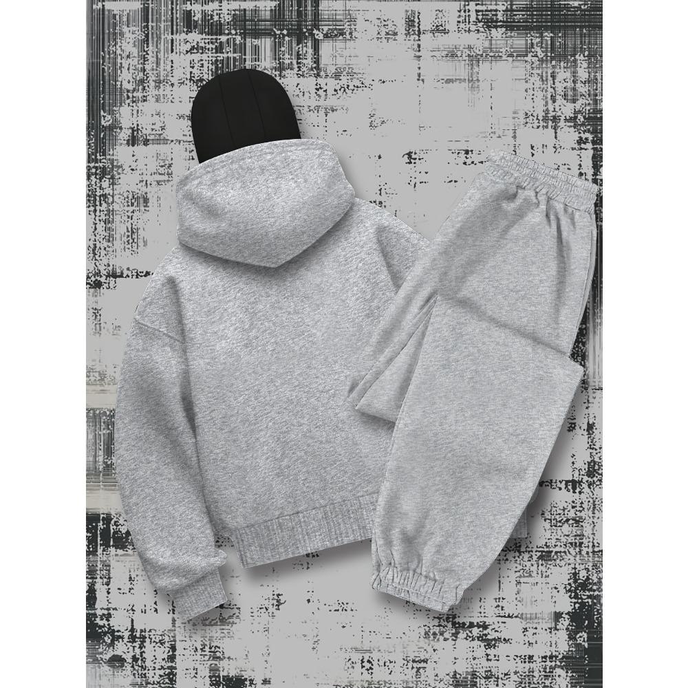 Women's Fashion Trendy Printed, Balaclava Double Hood and Collar Zip-Up Sweatshirt  Pants Set