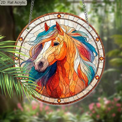 Acryl Bunter Pferd Suncatcher Buntglas-Effekt Fensterhänge-Ornament Reitsport-Liebhaber Geschenke