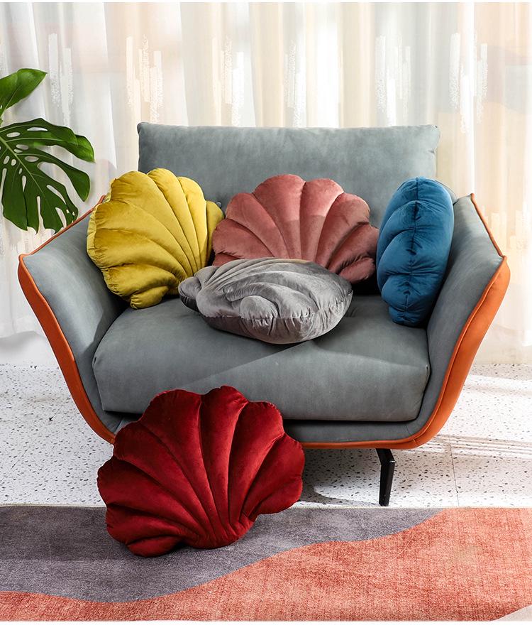 Holländisches Samt-Muschel-Kissen - Kreatives, simuliertes Muschel-Design für Sofa und Rückenstütze zu Hause