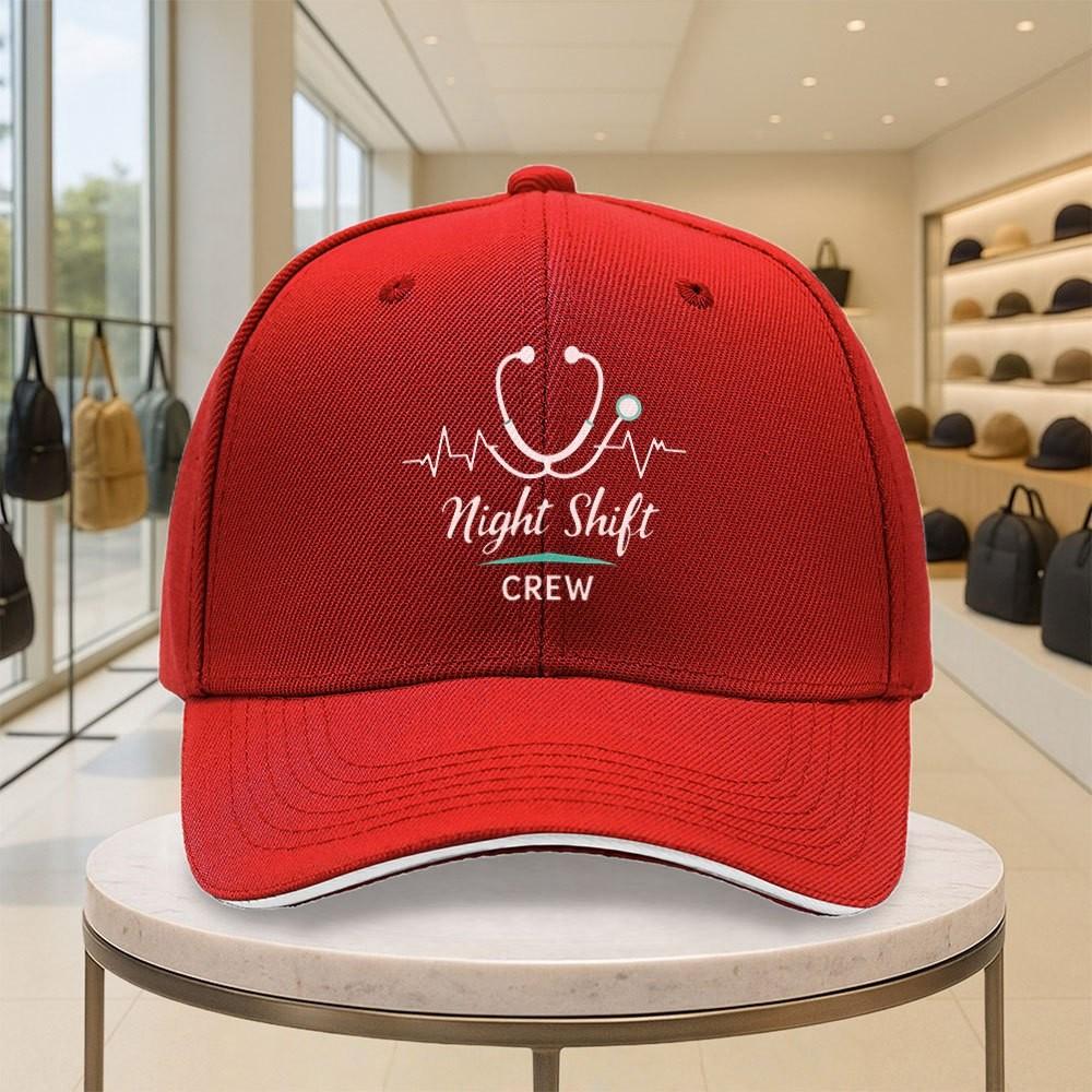 Night Shift Crew Stethoscope Graphic Baseball Cap Adjustable Snapback Unisex Casual Hat One Size