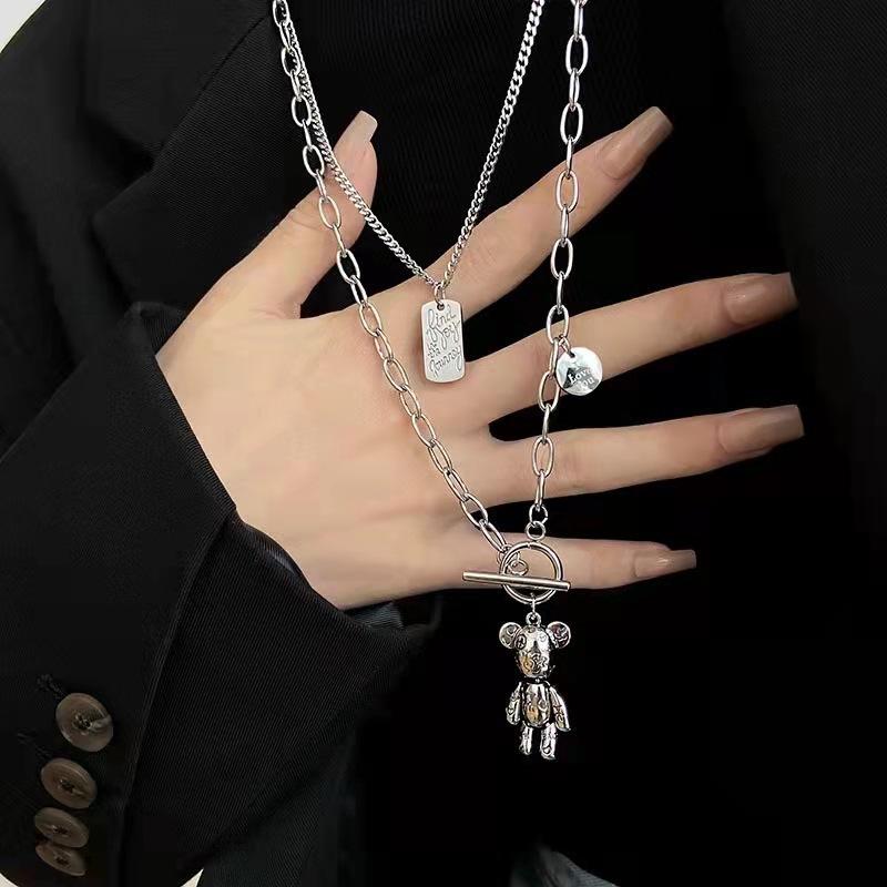 Hip Hop Versatile M Letter Pendant Titanium Steel Men's Ins Tide Cuban Chain Simple Cold Wind Accessories