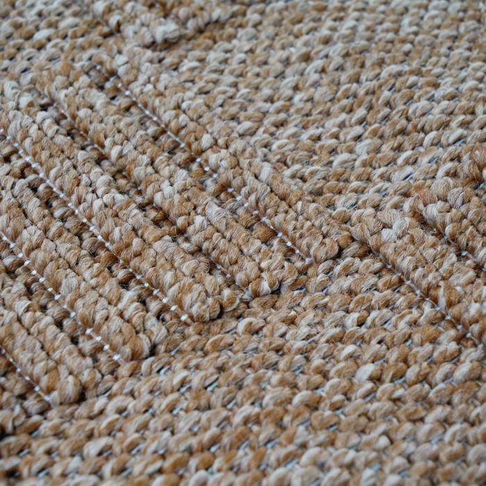 Living Room Rug Checkered Jute Look Beige 120x160