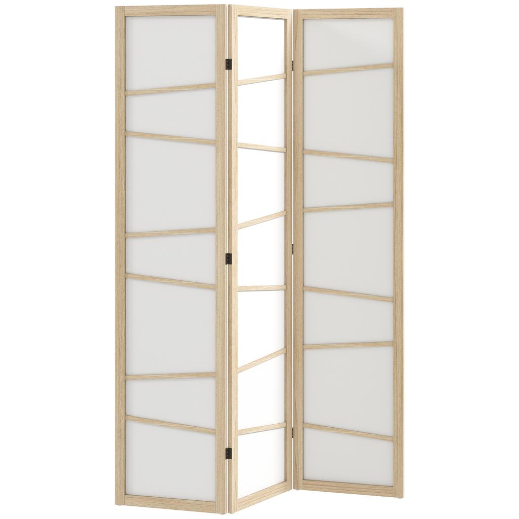 Wooden Folding Privacy Screen 3 Panel Room Divider For Bedroom Natural Wood Finish