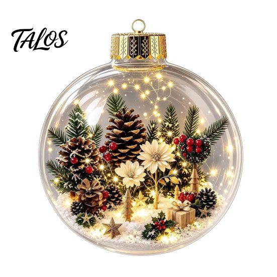 Festive Party Supplies Glowing Christmas Story Ornament, Mini Holiday Scene In Ball Hanging Decoration, Xmas Tree Ornaments Light Up Acrylic