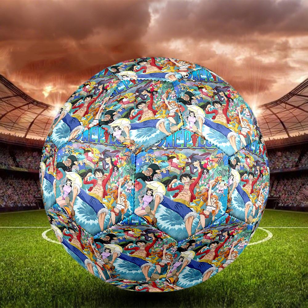 One Piece Print Size 5 Soccer Ball, Standard Match Football for Sports Game and Team Practice, Ideal Gift for Soccer Fans