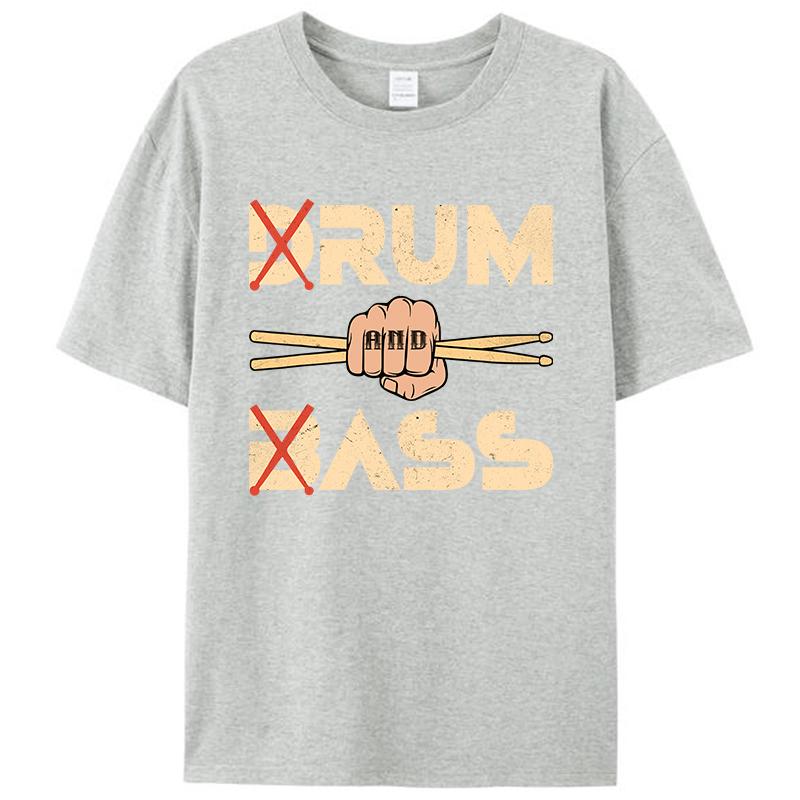 Funny Drum & Bass / Rum & B-Ass Lovers Drummer Leisure Men's T-Shirt Clothing Women Cotton Short Sleeve Tee Shirts Vintage Tops