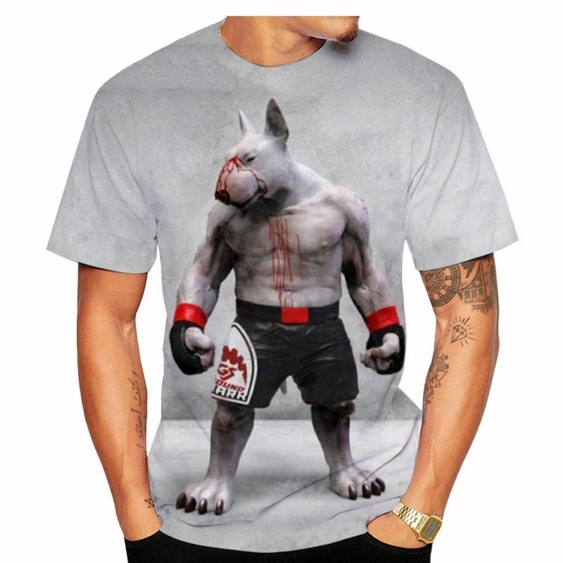 

Fashion Bull Terrier 3d Printing Men s And Women s T-shirt Casual Pet Dog Pattern Street Style Lightweight S