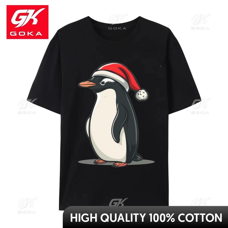Cool Penguin for Christmas Season TShirt Vintage Camisas Soft Cotton Tee Round Neck Tops Humor TShirt Gift