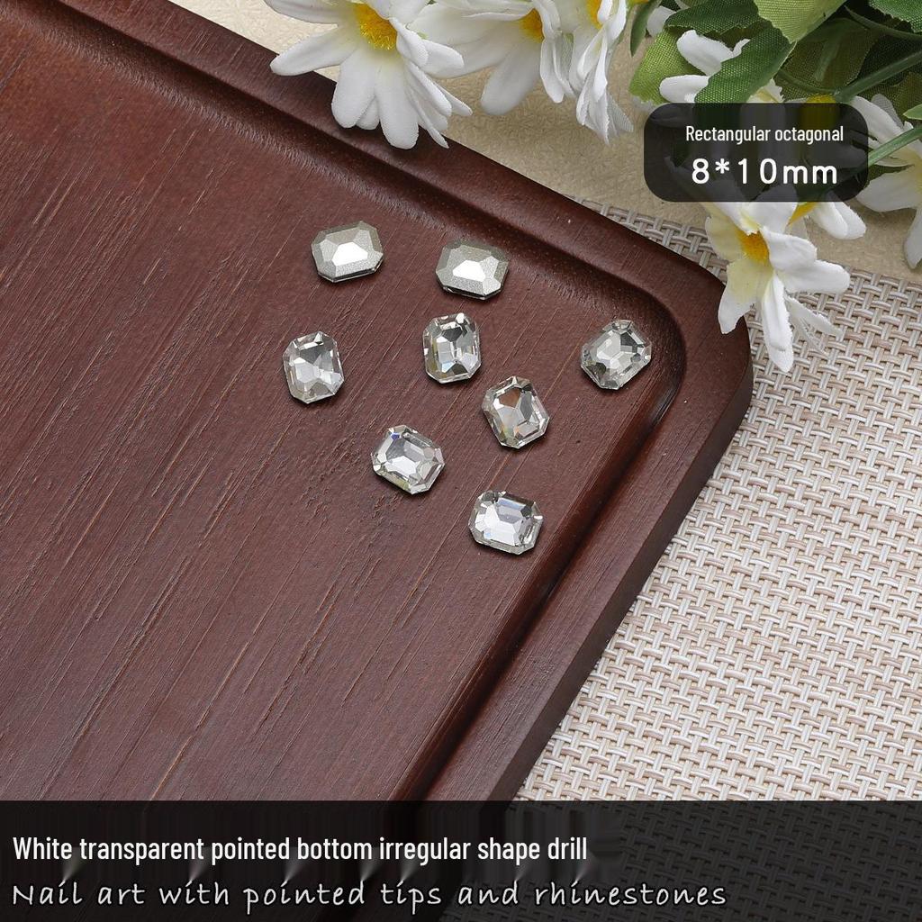 Nail Art Rhinestones: Transparent Pointed Hearts, Axe Heads, Square Rock Candy - Super Shiny Press-on Decorations