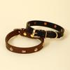 Carefully Selected PU Leather Pet Collar with Pearlescent Rivets and Gold Buckle for Small Dogs Like Teddy and Pomeranian