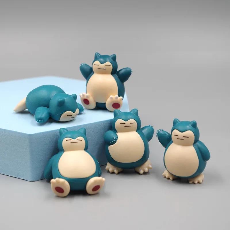 5Pcs/Lot Snorlax Mini Figure 1.8-3cm Micro Landscape Cake Decoration Kawaii Ornaments