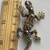 Colored Crystal Stone Lizard Brooch Bright Flowers Gemstone Chameleon Anole Pin Coat Suit Corsage