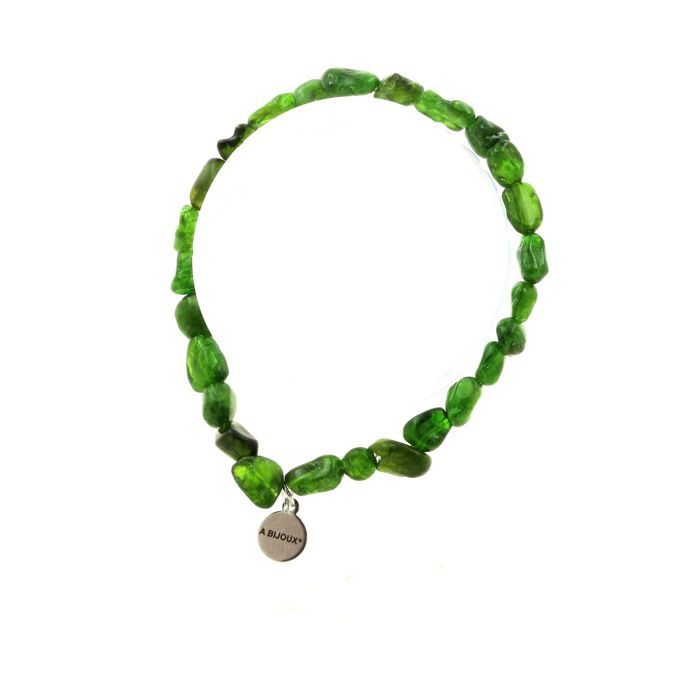 Stones and Minerals. Diopside Bracelet from Brazil. Customizable Size. Made In France.